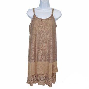 Kenar Womens Shift Dress Size S Beige Taupe Lace Sleeveless Summer Casual